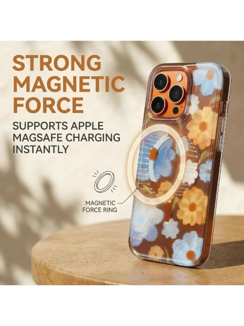 Magnetic iPhone 13 Pro Max Case, Watercolor Floral, MagSafe, 10ft Drop Tested